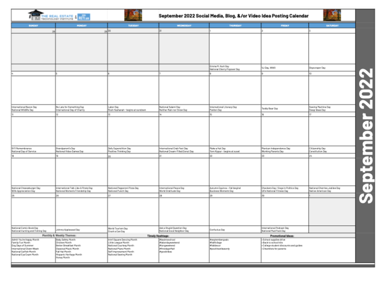 Posting & Blogging Ideas for September 2022 – West Volusia Association